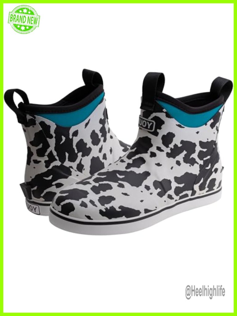 Waterproof Rubber Ankle Rain Boots Neoprene Lined Slip-Resistant Deck Fishing